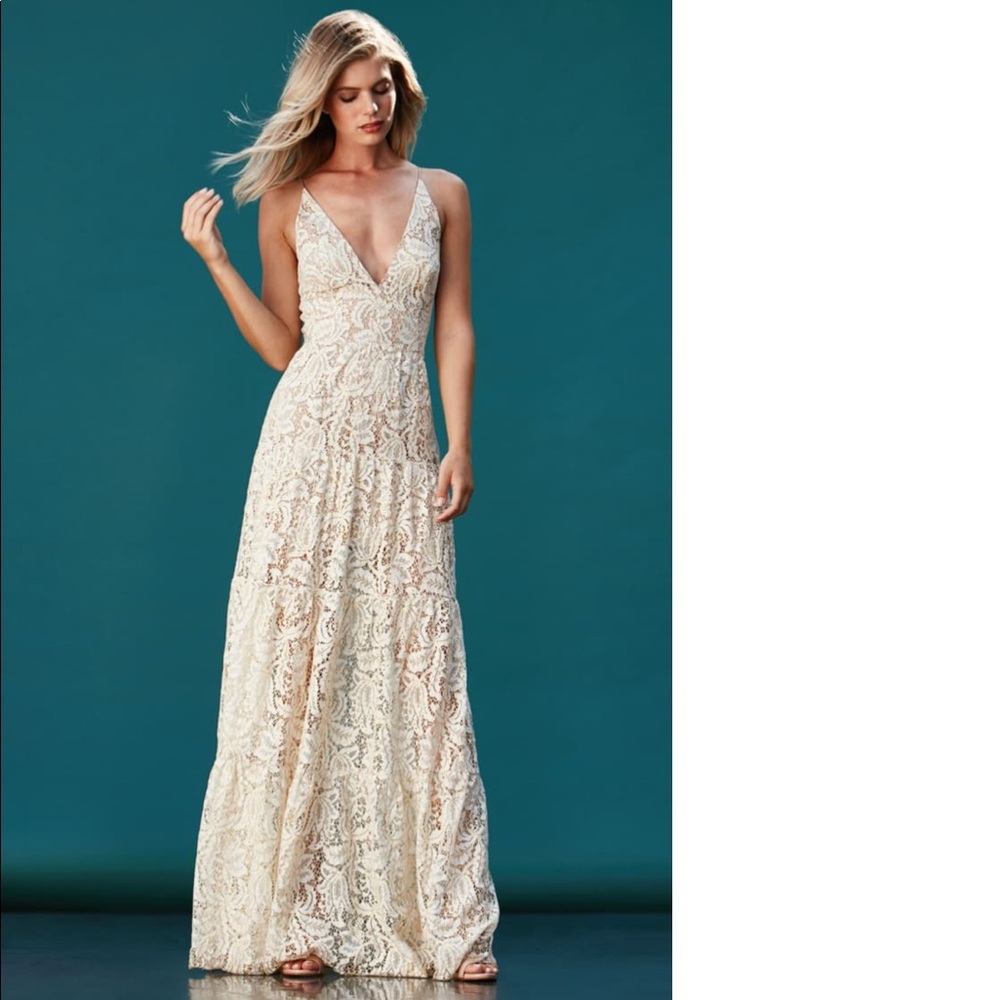 Dress the Population Lace Maxi Dress || Ivory Lace